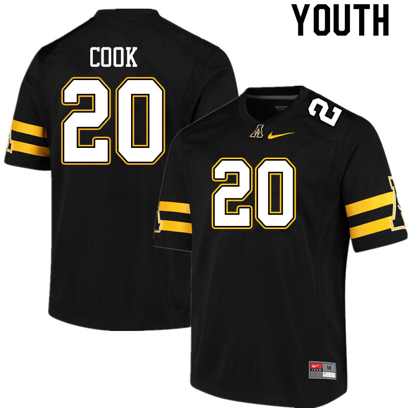 Youth #20 Noel Cook Appalachian State Mountaineers College Football Jerseys Sale-Black - Click Image to Close